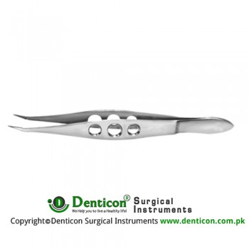 Gold Punctal Plug Forcep With Longitudinal Groove - Pointed Tips Stainless Steel, 11 cm - 4 1/4"